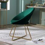Roundhill Furniture Slatina Green Silky Velvet Upholstered Accent Chair with Gold Tone Finished Base
