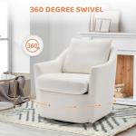 COLAMY Swivel Accent Chair Set of 2, Armchair Round Barral Chair, 360° Swivel Living Room Side Chair Upholstered Soft Cushion for Nursery/Bedroom - Beige