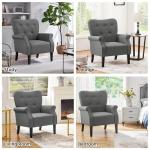 Yaheetech Modern Armchair, Mid Century Accent Chair with Sturdy Wood Legs and High Back for Small Space, Upholstered Fabric Sofa Club Chair for Living Room/Bedroom/Office, Dark Gray