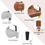 Yaheetech PU Leather Accent Chair, Mid-Century Modern Armchair with Solid Wood Legs, Reading Leisure Chair with High Back for Living Room Bedroom Waiting Room, Brown