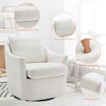 COLAMY Swivel Accent Chair Set of 2, Armchair Round Barral Chair, 360° Swivel Living Room Side Chair Upholstered Soft Cushion for Nursery/Bedroom - Beige