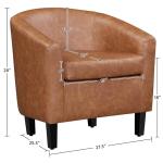 Yaheetech Brown Accent Chairs Set of 2, Faux Leather Barrel Chairs, Comfy Modern Leather Club Armchairs with Soft Seat for Living Room Bedroom Reading Waiting Room, Brown