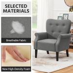 Yaheetech Modern Armchair, Mid Century Accent Chair with Sturdy Wood Legs and High Back for Small Space, Upholstered Fabric Sofa Club Chair for Living Room/Bedroom/Office, Dark Gray