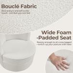 Yaheetech Swivel Barrel Accent Chair, 360 Degree Swivel Round Chairs with Removable Throw Pillow, Soft Boucle Single Arm Sofa for Living Room Bedroom Reading, White
