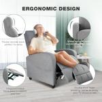 SMUG Recliner Chair Living Room Recliner with Adjustable Backrest and Footrest Modern Design for Home Upholstered Armchair in Soft Fabric, Grey, Linen