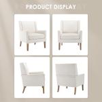 COLAMY Modern Wingback Living Room Chair Set of 2, Upholstered Fabric Accent Armchair, Single Sofa Chair with Lounge Seat and Wood Legs for Bedroom/Office/Reading Spaces, Beige
