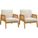 Yaheetech Accent Chair, Modern Armchair with Wood Legs, Mid Century Living Room Chair Linen Comfy Lounge Chair for Bedroom Reading Room, Set of 2, Beige