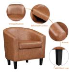 Yaheetech Brown Accent Chairs Set of 2, Faux Leather Barrel Chairs, Comfy Modern Leather Club Armchairs with Soft Seat for Living Room Bedroom Reading Waiting Room, Brown