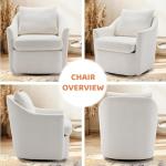 COLAMY Swivel Accent Chair Set of 2, Armchair Round Barral Chair, 360° Swivel Living Room Side Chair Upholstered Soft Cushion for Nursery/Bedroom - Beige