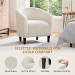 Yaheetech Barrel Chairs, Furry Accent Chairs, Sherpa Chairs with Soft Padded Armrest, Fuzzy Club Chairs for Living Room Bedroom Waiting Room Office, Accent Chairs Set of 2, Ivory