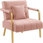 Yaheetech 30" W Modern Sofa Small Sofa Luxurious Velvet Fabric Couch with Gold-Tone Metal Arms and Legs for Living Room, Home Office, Studio Pink