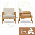 Yaheetech Accent Chair, Modern Armchair with Wood Legs, Mid Century Living Room Chair Linen Comfy Lounge Chair for Bedroom Reading Room, Set of 2, Beige
