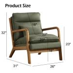 Phoenix Home Accent Chair Mid Century Lounge Chair Linen Fabric, Upholstered Reading Armchair with Lumbar Pillow & Solid Wood Frame for Office, Living Room Bedroom, Balcony, Green