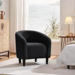 Yaheetech Accent Barrel Chair, Boucle Fabric Club Chair, Furry Sherpa Elegant Armchair with Cozy Soft Padded, Suitable for Living Room Bedroom Reception Room Office, Black