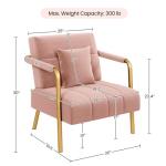 Yaheetech 30" W Modern Sofa Small Sofa Luxurious Velvet Fabric Couch with Gold-Tone Metal Arms and Legs for Living Room, Home Office, Studio Pink