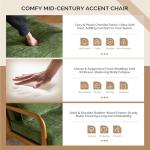 VINGLI Chenille Mid-Century Modern Accent Chair Set of 2, Cute Reading Arm Chair with Cushion & Lumbar Pillow & Solid Wood Frame for Lounge, Living Room, Reading Room, Bedroom, Olive-Green