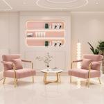 Yaheetech 30" W Modern Sofa Small Sofa Luxurious Velvet Fabric Couch with Gold-Tone Metal Arms and Legs for Living Room, Home Office, Studio Pink