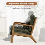 Phoenix Home Accent Chair Mid Century Lounge Chair Linen Fabric, Upholstered Reading Armchair with Lumbar Pillow & Solid Wood Frame for Office, Living Room Bedroom, Balcony, Green