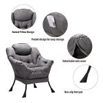 Welnow Lazy Chair with Ottoman, Modern Lounge Accent Chair with Armrests and a Side Pocket, Leisure Sofa Armchair, Reading Armchair with Footrest for Small Space, Dark Grey
