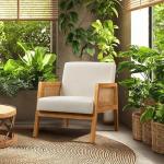 Yaheetech Accent Chair, Modern Armchair with Wood Legs, Mid Century Living Room Chair Linen Comfy Lounge Chair for Bedroom Reading Room, Set of 2, Beige