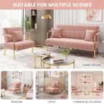 Yaheetech 30" W Modern Sofa Small Sofa Luxurious Velvet Fabric Couch with Gold-Tone Metal Arms and Legs for Living Room, Home Office, Studio Pink
