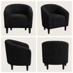 Yaheetech Accent Barrel Chair, Boucle Fabric Club Chair, Furry Sherpa Elegant Armchair with Cozy Soft Padded, Suitable for Living Room Bedroom Reception Room Office, Black