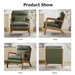 Phoenix Home Accent Chair Mid Century Lounge Chair Linen Fabric, Upholstered Reading Armchair with Lumbar Pillow & Solid Wood Frame for Office, Living Room Bedroom, Balcony, Green
