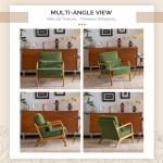 VINGLI Chenille Mid-Century Modern Accent Chair Set of 2, Cute Reading Arm Chair with Cushion & Lumbar Pillow & Solid Wood Frame for Lounge, Living Room, Reading Room, Bedroom, Olive-Green