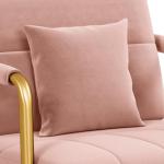 Yaheetech 30" W Modern Sofa Small Sofa Luxurious Velvet Fabric Couch with Gold-Tone Metal Arms and Legs for Living Room, Home Office, Studio Pink