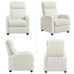 Yaheetech Corduroy Recliner Chair Single Sofa Home Theater Seating Adjustable Modern Reclining Chair for Living Room Bedroom Home Theater Beige