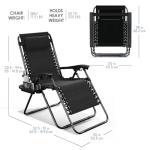 Nestl Zero Gravity Chairs Set of 2, Patio Lounge Chair Outdoor with Pillows & Cup Holder Trays, Adjustable Steel Mesh Reclining Camping Chair, Folding Patio Lawn Chair for Deck, Beach, Yard - Black