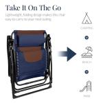 Best Choice Products Oversized Padded Zero Gravity Chair, Folding Outdoor Patio Recliner, XL Anti Gravity Lounger for Backyard w/Headrest, Cup Holder, Side Tray, Polyester Mesh - Navy/Brown