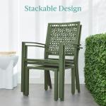 Best Choice Products 3-Piece Outdoor Bistro Set, Stackable Modern Steel Furniture for Porch, Garden w/ 2 Chairs, Table, Geometric Decor - Sage Green