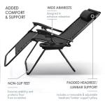 Nestl Zero Gravity Chairs Set of 2, Patio Lounge Chair Outdoor with Pillows & Cup Holder Trays, Adjustable Steel Mesh Reclining Camping Chair, Folding Patio Lawn Chair for Deck, Beach, Yard - Black