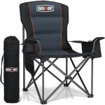 Overmont Oversized Folding Camping Chair - 450lbs Support with Padded Cushion Cooler Pockets - Heavy Duty Collapsible Chairs for Sports Garden Beach Fishing Black