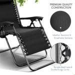 Nestl Zero Gravity Chairs Set of 2, Patio Lounge Chair Outdoor with Pillows & Cup Holder Trays, Adjustable Steel Mesh Reclining Camping Chair, Folding Patio Lawn Chair for Deck, Beach, Yard - Black