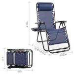 Sweetcrispy Zero Gravity Chairs, Set of 2 Portable Recliner Beach Camping Patio Outdoor Folding Lounge Chair with Cup Holder Trays and Adjustable Pillow for Poolside, Garden, Backyard, Lawn (Blue)
