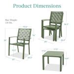 Best Choice Products 3-Piece Outdoor Bistro Set, Stackable Modern Steel Furniture for Porch, Garden w/ 2 Chairs, Table, Geometric Decor - Sage Green