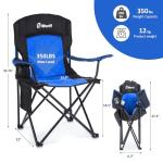 EMERIT 2 Pack Oversized Padded Camping Chair, 350LB Heavy Duty Quad Fold Chair with Arms, Collapsible Outdoor Chairs with Lumbar Back & Cup Holder