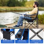 EMERIT 2 Pack Oversized Padded Camping Chair, 350LB Heavy Duty Quad Fold Chair with Arms, Collapsible Outdoor Chairs with Lumbar Back & Cup Holder