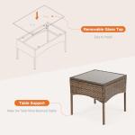 Sweetcrispy Patio Furniture Set 3 Pieces, Outdoor Furniture with Soft Cushion and Glass Table, All Weather Manual Weaving Wicker Rattan Patio Chairs for Garden, Terrace, Porch, Lawn (Brown and Beige)