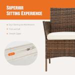 Sweetcrispy Patio Furniture Set 3 Pieces, Outdoor Furniture with Soft Cushion and Glass Table, All Weather Manual Weaving Wicker Rattan Patio Chairs for Garden, Terrace, Porch, Lawn (Brown and Beige)