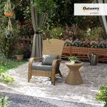 Outsunny Patio Wicker Adirondack Chair, Outdoor All-Weather Rattan Fire Pit Chair with Soft Cushions, Tall Curved Backrest and Comfortable Armrests for Deck or Garden, Charcoal Gray