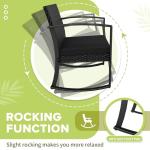Homall Patio Furniture Set 3 Piece Resin Outdoor Bistro Set Rocking Patio Chairs with Cushions and Table for Porch, Poolside, Balcony and Yard (Black)