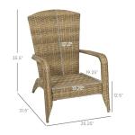 Outsunny Patio Wicker Adirondack Chair, Outdoor All-Weather Rattan Fire Pit Chair with Soft Cushions, Tall Curved Backrest and Comfortable Armrests for Deck or Garden, Charcoal Gray