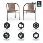 Flash Furniture Lila Modern Rattan Indoor/Outdoor Stackable Dining Chairs, Stacking Rattan Bistro Chairs for Patio or Restaurant, Set of 2, Brown