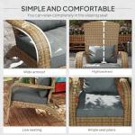 Outsunny Patio Wicker Adirondack Chair, Outdoor All-Weather Rattan Fire Pit Chair with Soft Cushions, Tall Curved Backrest and Comfortable Armrests for Deck or Garden, Charcoal Gray