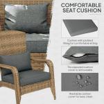 Outsunny Patio Wicker Adirondack Chair, Outdoor All-Weather Rattan Fire Pit Chair with Soft Cushions, Tall Curved Backrest and Comfortable Armrests for Deck or Garden, Charcoal Gray