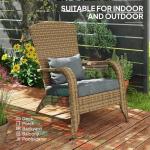 Outsunny Patio Wicker Adirondack Chair, Outdoor All-Weather Rattan Fire Pit Chair with Soft Cushions, Tall Curved Backrest and Comfortable Armrests for Deck or Garden, Charcoal Gray