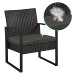 Yaheetech 3 Pieces Rattan Bistro Set, Indoor/Outdoor Wicker Patio Modern Conversation Furniture, 2 Chairs & Tempered Glass Coffee Table for Garden, Balcony, Backyard, Poolside, Black/Gray